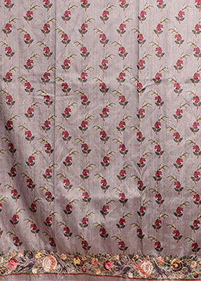 Grey Tussar Silk Saree With Blouse Piece