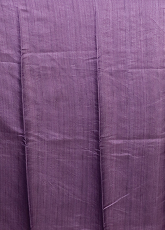 Purple Tussar Silk Saree With Blouse Piece