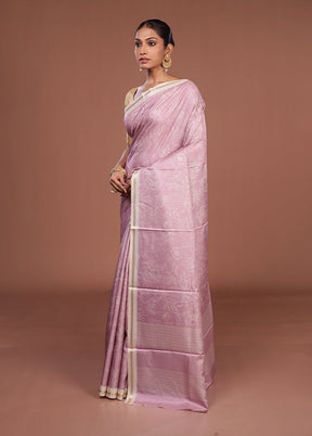 Pink Tussar Silk Saree With Blouse Piece