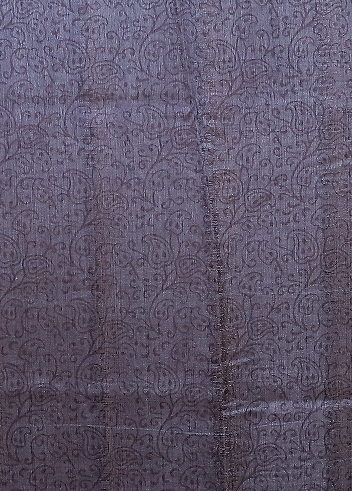 Cream Tussar Silk Saree With Blouse Piece