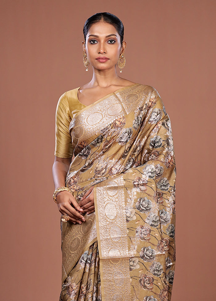 Green Tussar Silk Saree With Blouse Piece