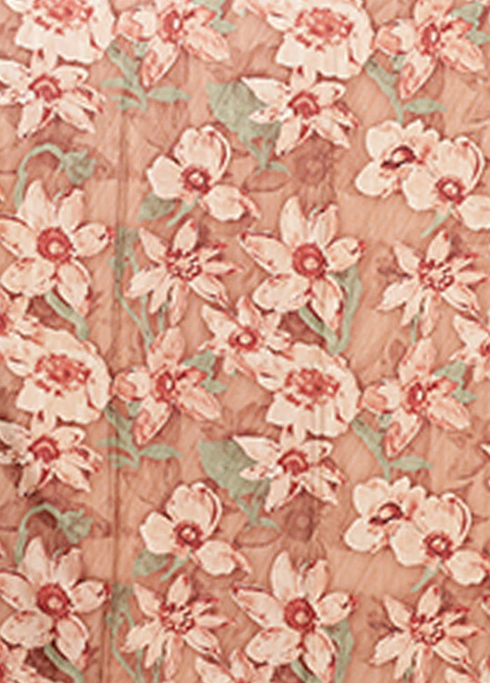 Peach Tussar Silk Saree With Blouse Piece