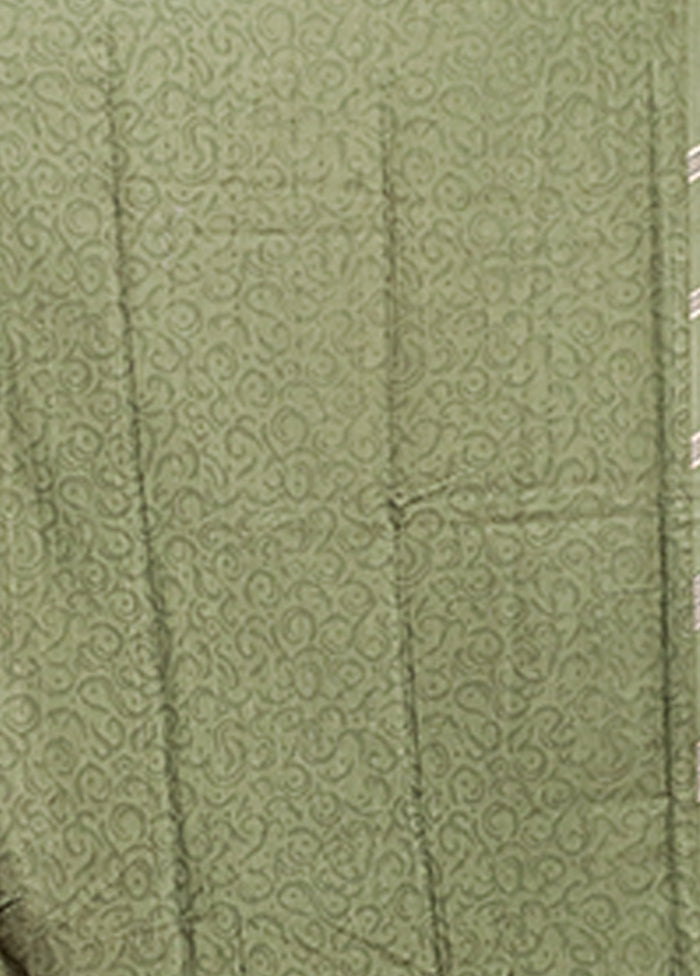 Green Tussar Silk Saree With Blouse Piece