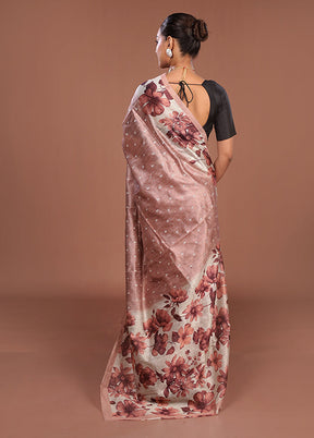 Pink Tussar Silk Saree With Blouse Piece