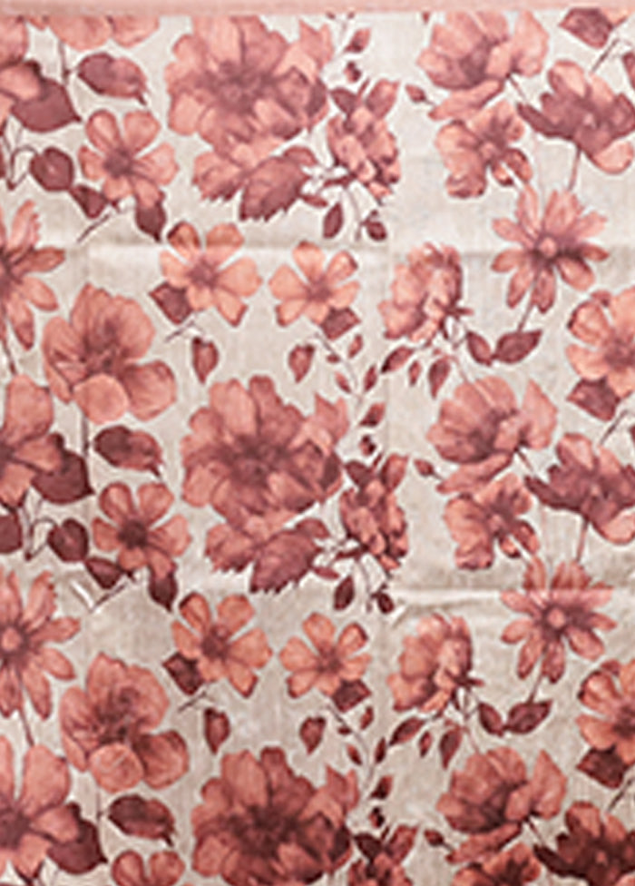 Pink Tussar Silk Saree With Blouse Piece