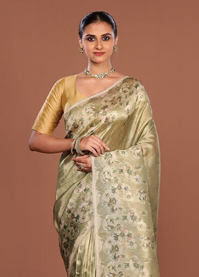 Green Tussar Silk Saree With Blouse Piece