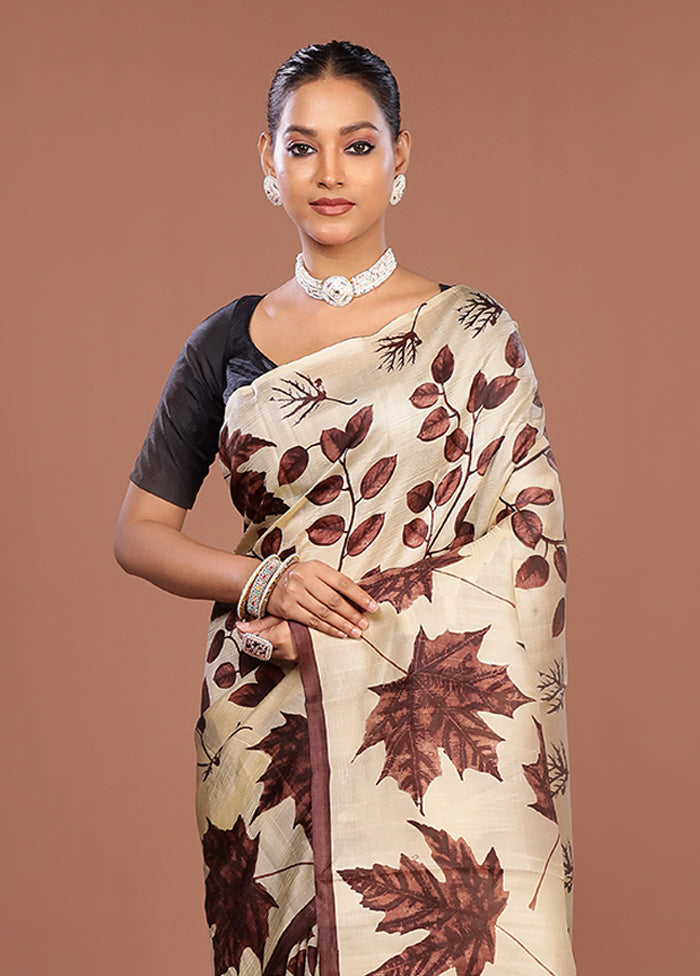 Purple Printed Pure Silk Saree Without Blouse Piece