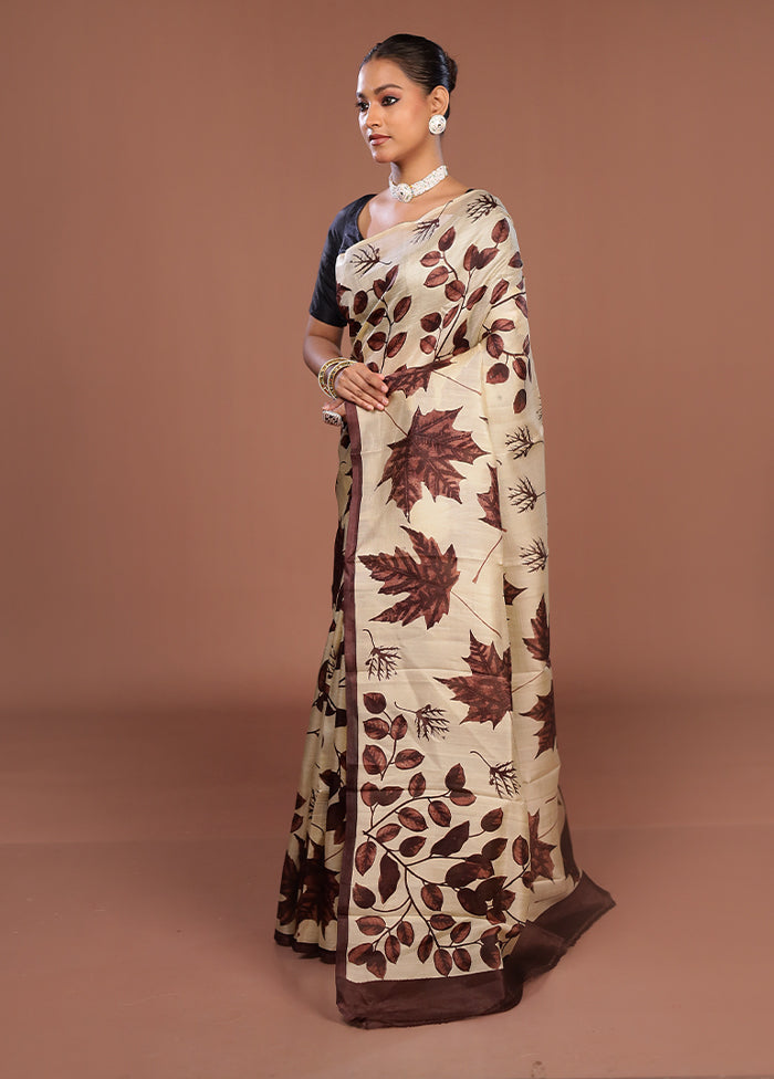 Purple Printed Pure Silk Saree Without Blouse Piece