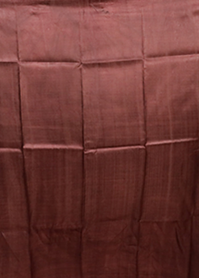 Purple Printed Pure Silk Saree Without Blouse Piece