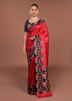 Black Printed Pure Silk Saree Without Blouse Piece