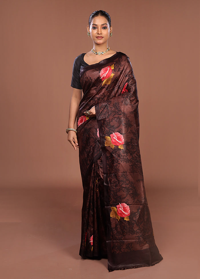 Green Printed Pure Silk Saree Without Blouse Piece