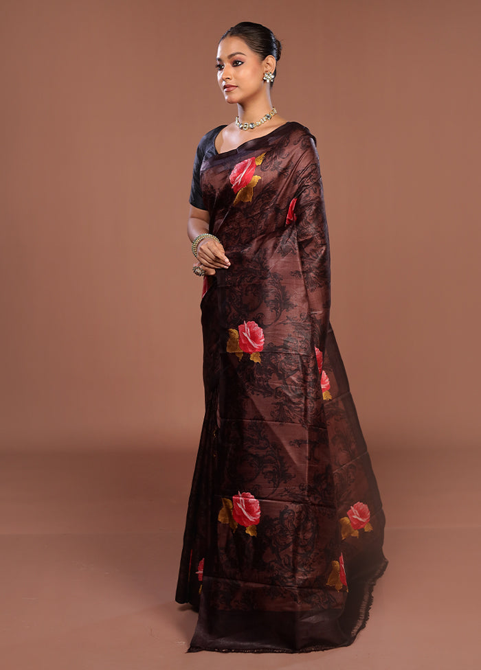 Green Printed Pure Silk Saree Without Blouse Piece