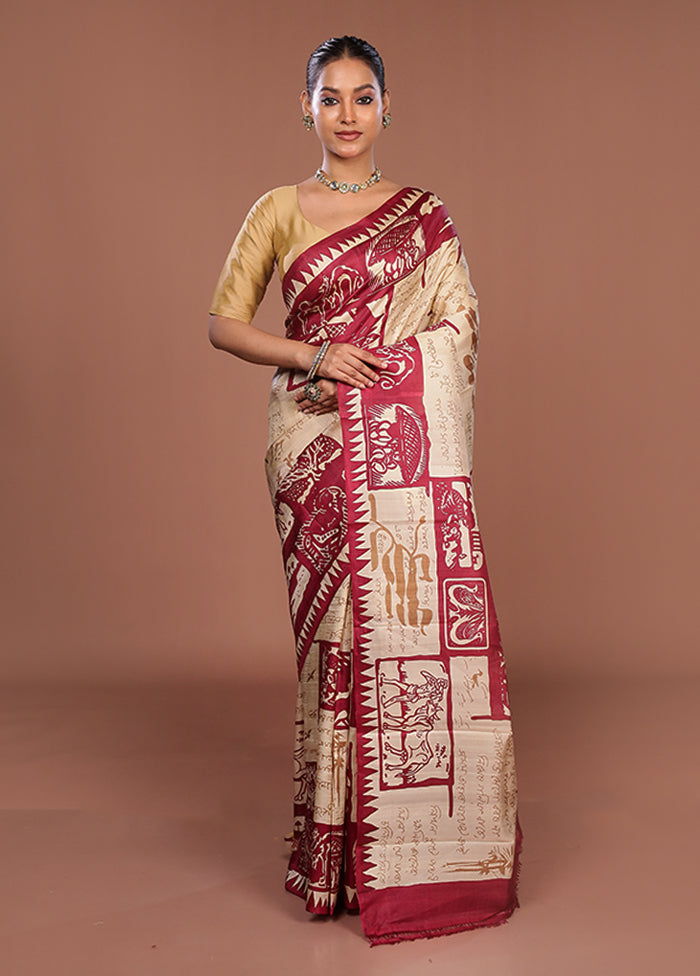 Yellow Printed Pure Silk Saree Without Blouse Piece