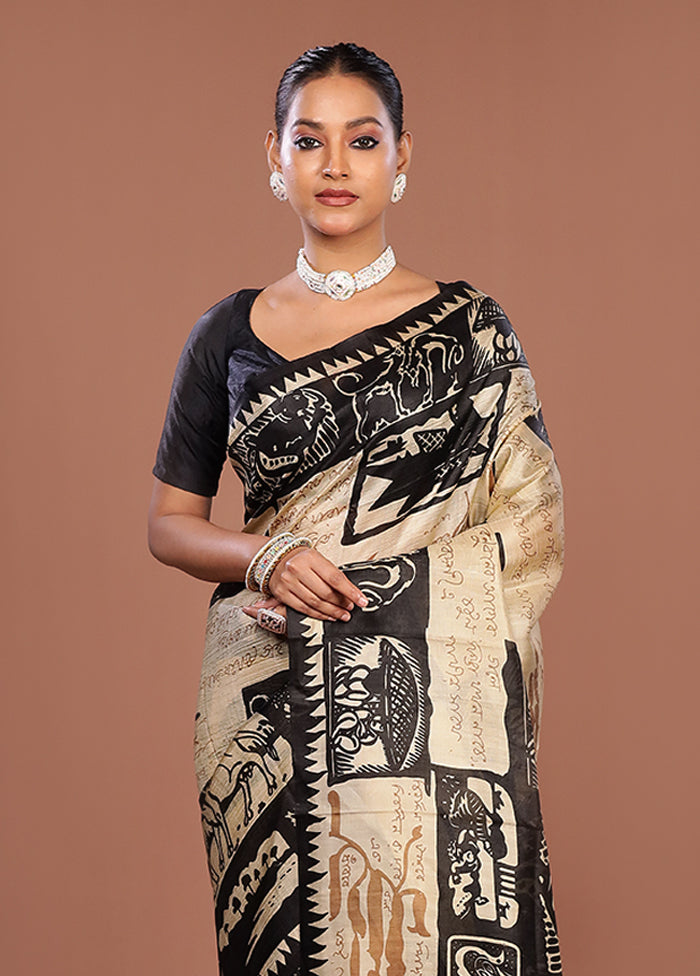 Yellow Printed Pure Silk Saree Without Blouse Piece