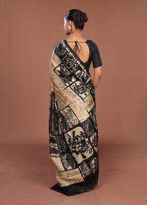 Yellow Printed Pure Silk Saree Without Blouse Piece