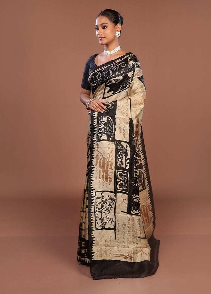 Yellow Printed Pure Silk Saree Without Blouse Piece