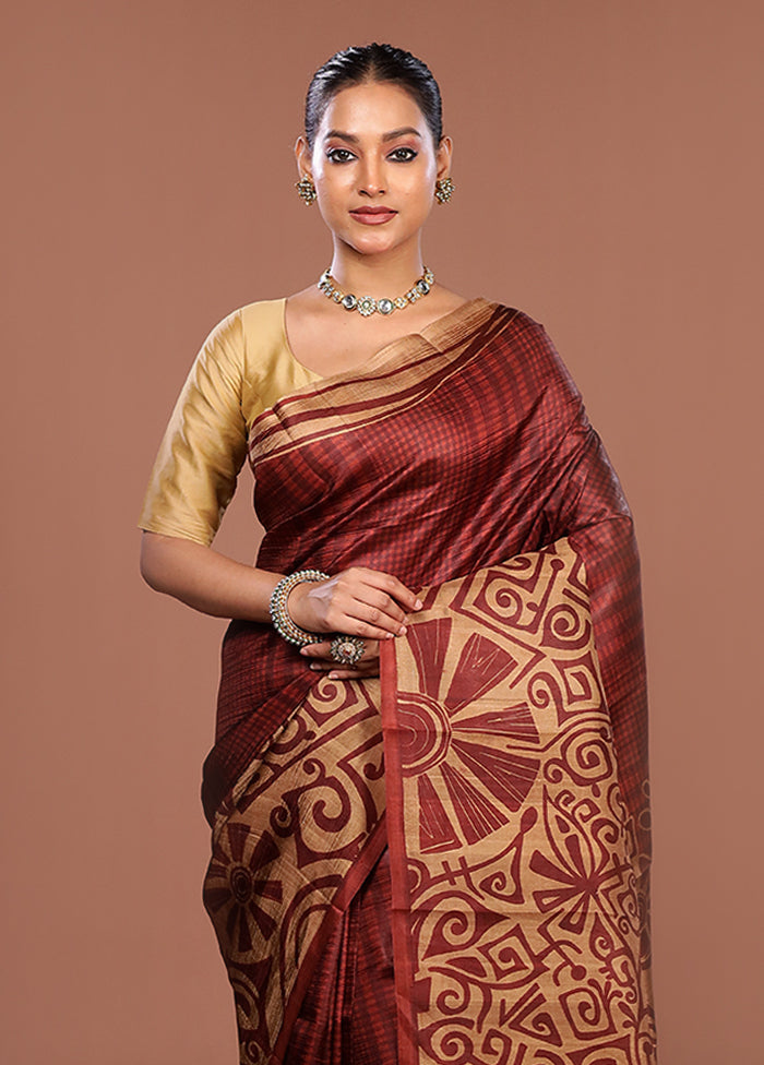Grey Printed Pure Silk Saree Without Blouse Piece