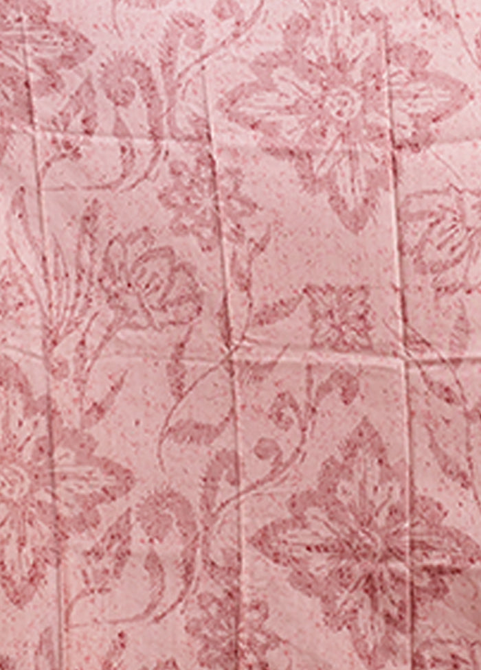 Pink Tussar Silk Saree With Blouse Piece