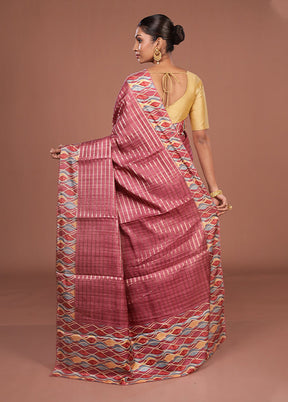 Purple Tussar Silk Saree With Blouse Piece