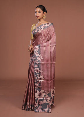 Purple Tussar Silk Saree With Blouse Piece
