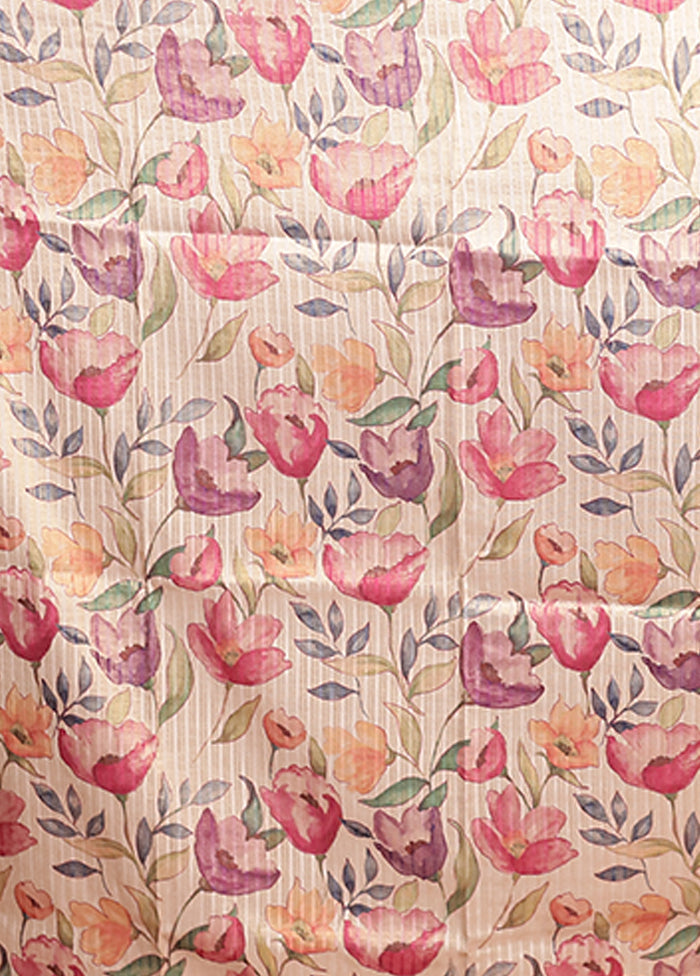 Pink Tussar Silk Saree With Blouse Piece