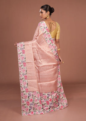 Pink Tussar Silk Saree With Blouse Piece