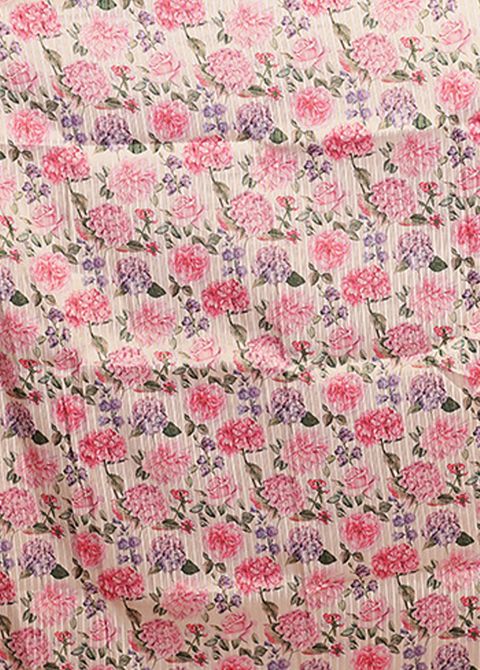 Pink Tussar Silk Saree With Blouse Piece