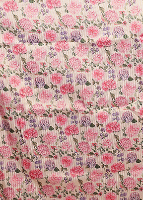 Pink Tussar Silk Saree With Blouse Piece