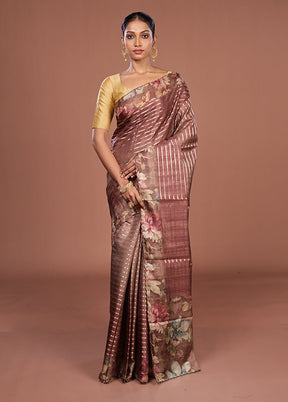 Brown Tussar Silk Saree With Blouse Piece