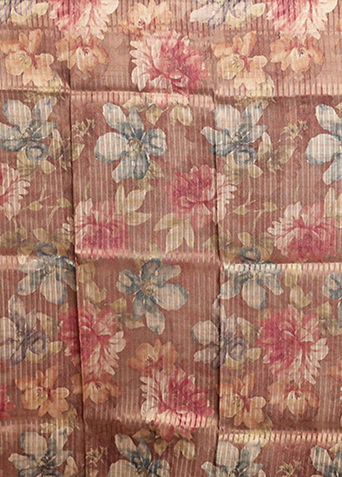 Brown Tussar Silk Saree With Blouse Piece