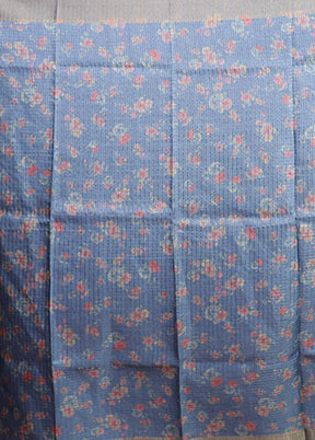 Blue Tussar Silk Saree With Blouse Piece