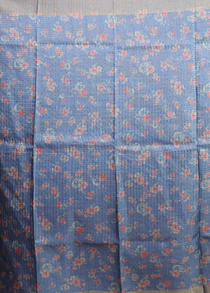 Blue Tussar Silk Saree With Blouse Piece