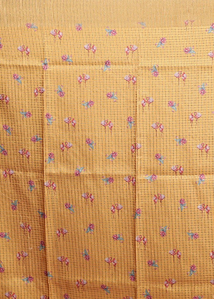 Yellow Tussar Silk Saree With Blouse Piece