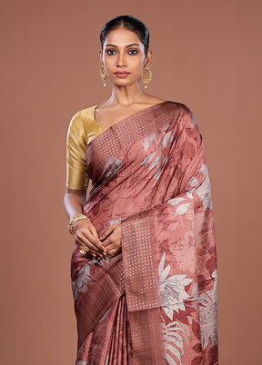 Grey Tussar Silk Saree With Blouse Piece