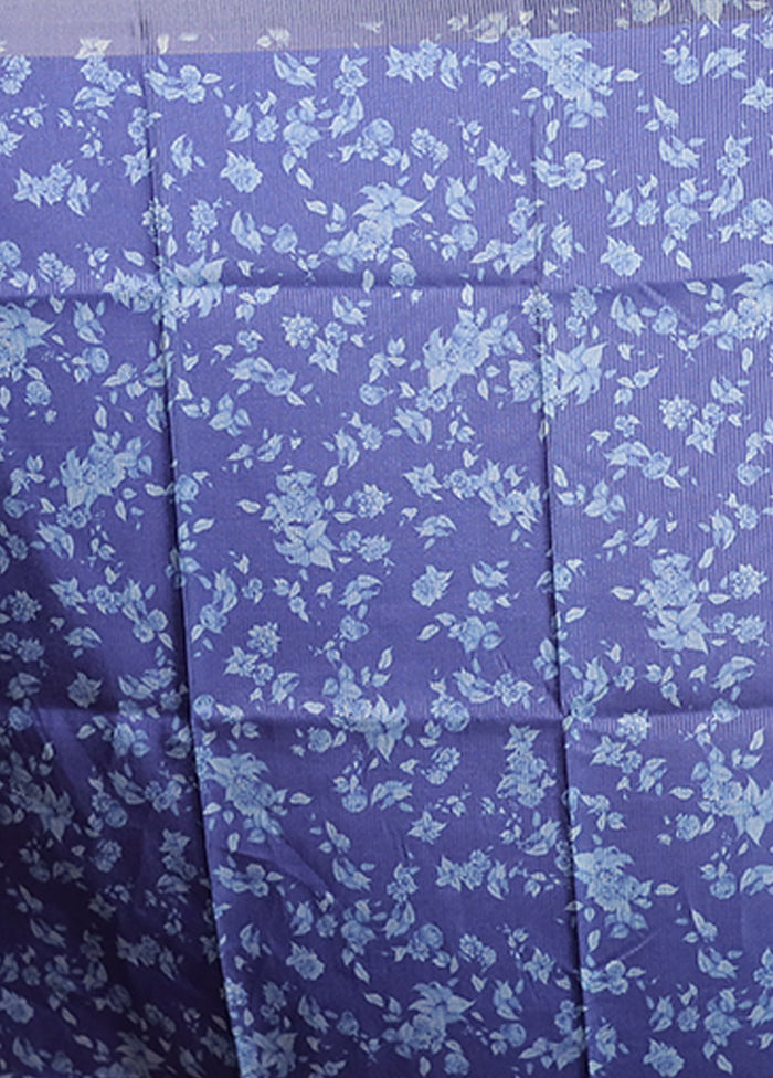 Blue Tussar Silk Saree With Blouse Piece