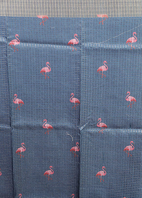 Blue Tussar Silk Saree With Blouse Piece