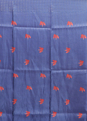 Blue Tussar Silk Saree With Blouse Piece