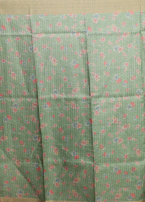 Green Tussar Silk Saree With Blouse Piece