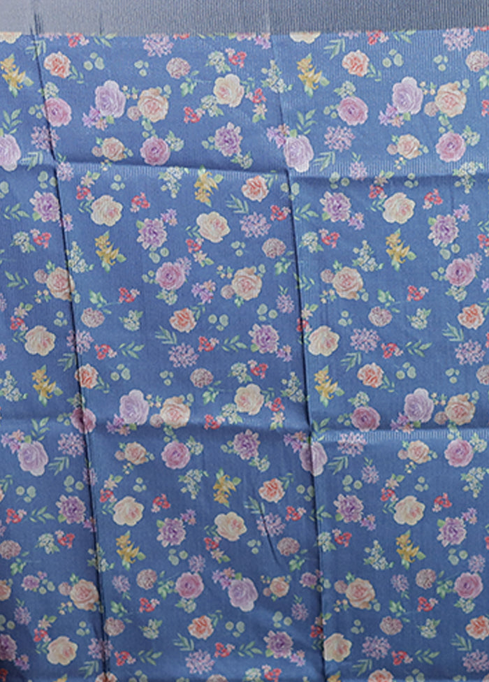 Blue Tussar Silk Saree With Blouse Piece