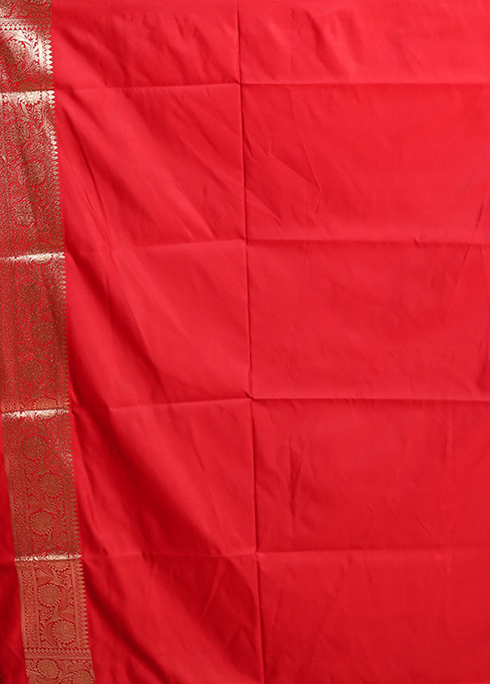 Red Banarasi Silk Saree With Blouse Piece