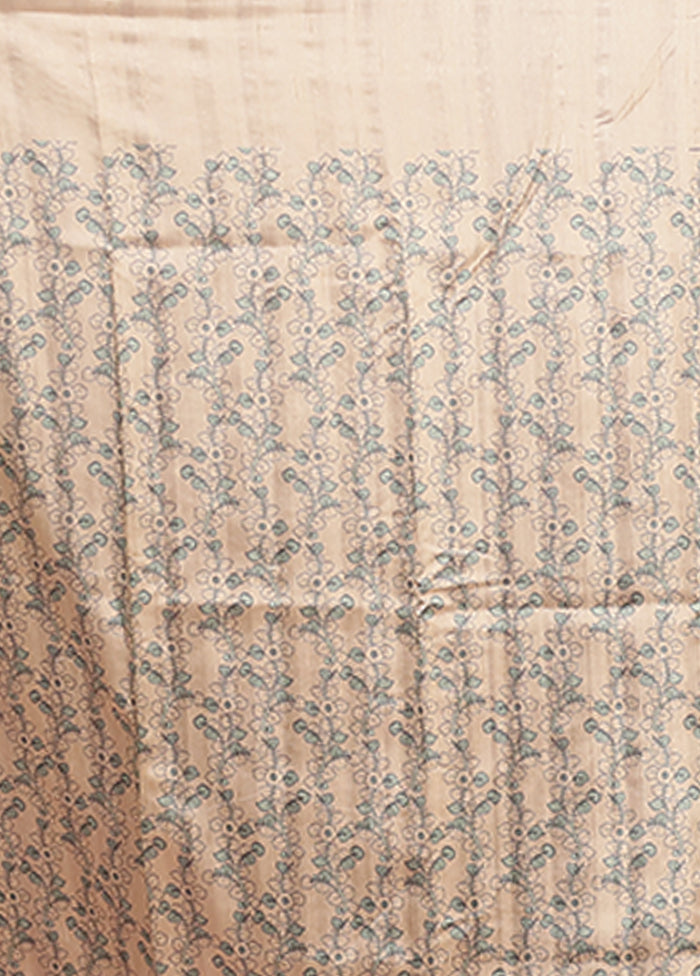 Cream Tussar Silk Saree With Blouse Piece