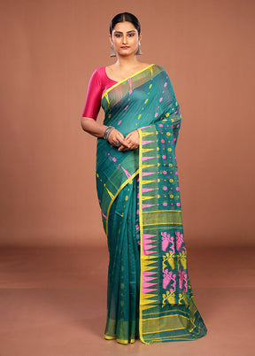 Green Jamdani Cotton Saree Without Blouse Piece