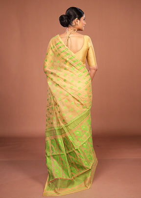 Cream Jamdani Cotton Saree Without Blouse Piece