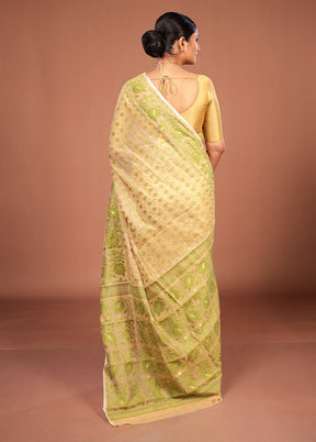 Cream Jamdani Cotton Saree Without Blouse Piece