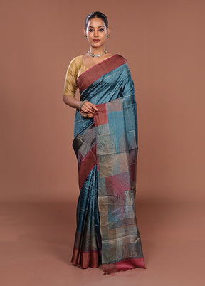 Green Tussar Silk Saree With Blouse Piece
