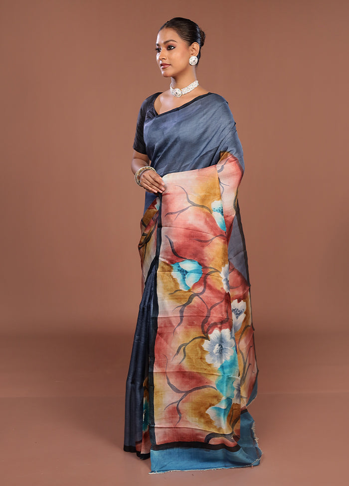 Cream Printed Pure Silk Saree Without Blouse Piece