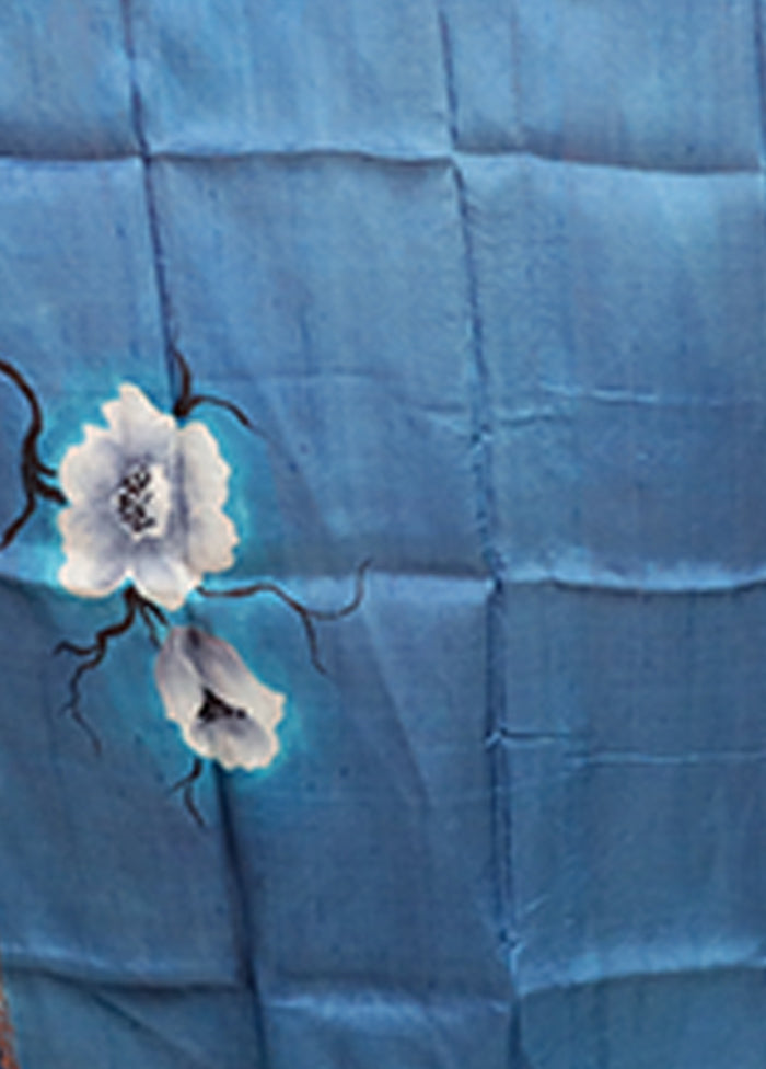 Cream Printed Pure Silk Saree Without Blouse Piece