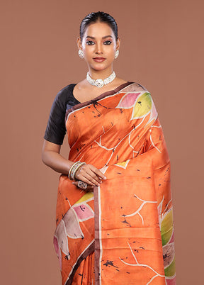 Pink Printed Pure Silk Saree Without Blouse Piece