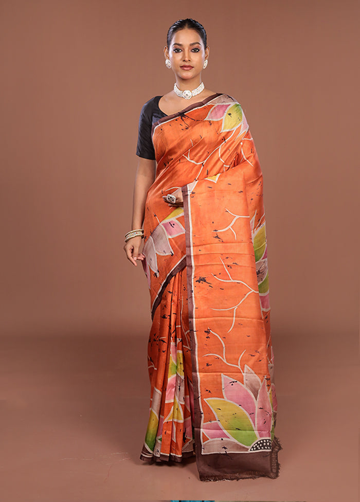 Pink Printed Pure Silk Saree Without Blouse Piece