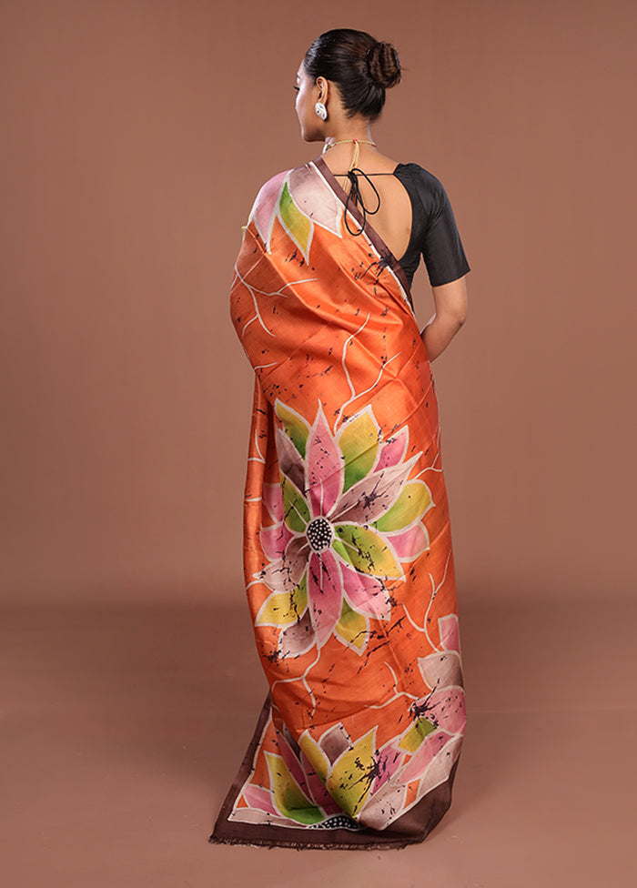 Pink Printed Pure Silk Saree Without Blouse Piece